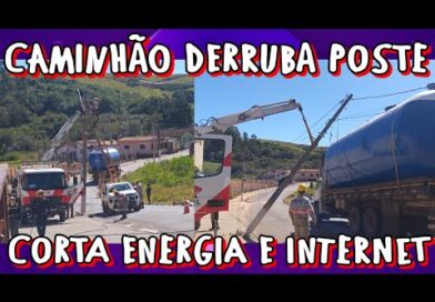 TRANSTORNO no Trevo Menino da Porteira. Caminhão arrebenta poste e fiação