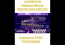 Lotofácil da Independência concurso 3780 de 15 de Setembro de 2026